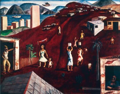 Réplica digital da obra "Morro", de Candido Portinari