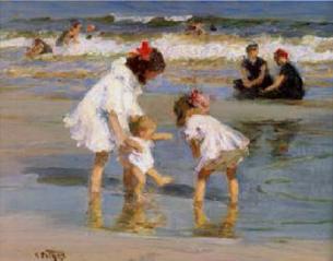 Children Playing at the Seashore - Edward Henry Potthast.
