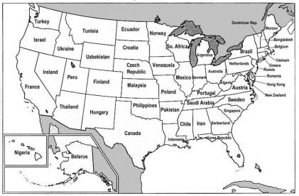 Veja o mapa que iguala o PIB de estados dos EUA com países, pib estados  unidos 